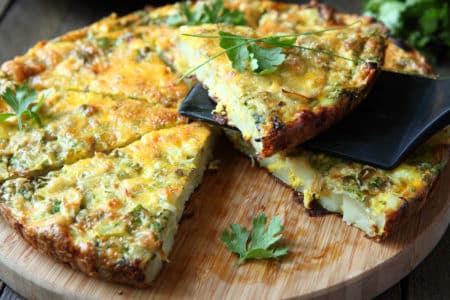 Frittata au chèvre et petits pois